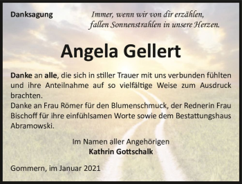 Traueranzeige von Angela Gellert  von Magdeburger Volksstimme