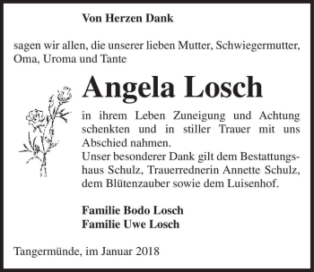 Traueranzeige von Angela Losch  von Magdeburger Volksstimme