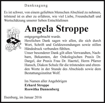 Traueranzeige von Angela Stroppe  von Magdeburger Volksstimme