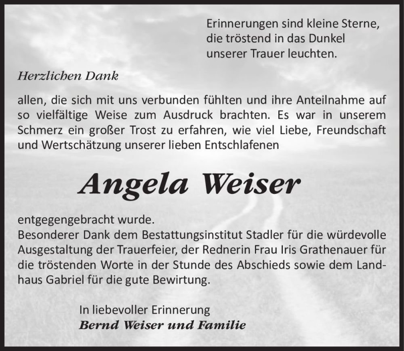  Traueranzeige für Angela Weiser  vom 22.08.2020 aus Magdeburger Volksstimme