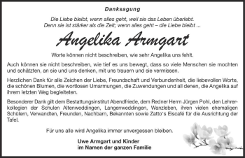 Traueranzeige von Angelika Armgart  von Magdeburger Volksstimme