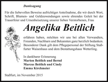 Traueranzeige von Angelika Beitlich  von Magdeburger Volksstimme