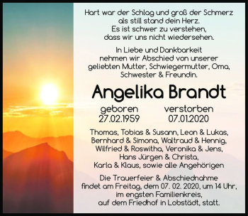 Traueranzeige von Angelika Brandt  von Magdeburger Volksstimme
