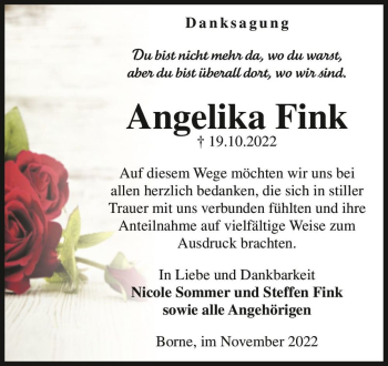 Traueranzeige von Angelika Fink  von Magdeburger Volksstimme
