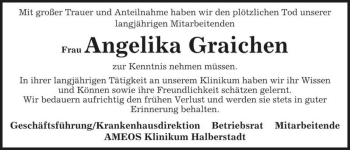 Traueranzeige von Angelika Graichen  von Magdeburger Volksstimme