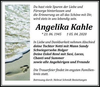 Traueranzeige von Angelika Kahle  von Magdeburger Volksstimme
