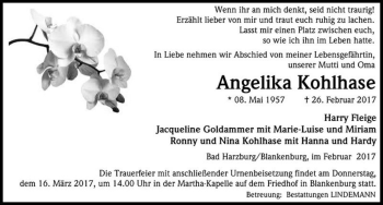 Traueranzeige von Angelika Kohlhase  von Magdeburger Volksstimme
