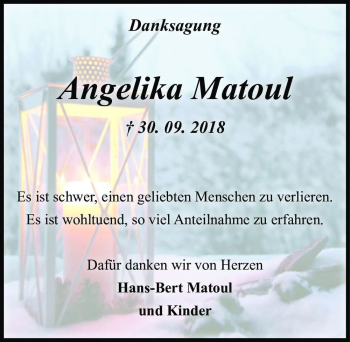 Traueranzeige von Angelika Matoul  von Magdeburger Volksstimme