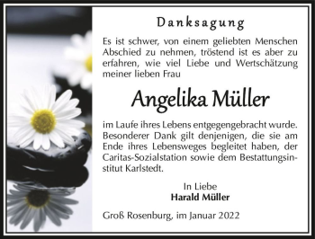 Traueranzeige von Angelika Müller  von Magdeburger Volksstimme