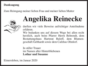 Traueranzeige von Angelika Reinecke  von Magdeburger Volksstimme