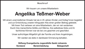Traueranzeige von Angelika Teßmer-Weber  von Magdeburger Volksstimme