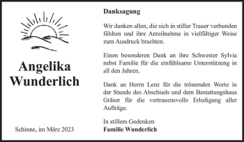 Traueranzeige von Angelika Wunderlich  von Magdeburger Volksstimme