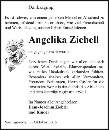 Traueranzeige von Angelika Ziebell  von Magdeburger Volksstimme