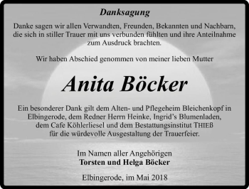 Traueranzeige von Anita Böcker  von Magdeburger Volksstimme