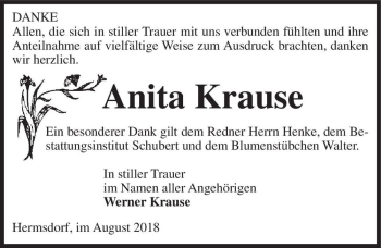 Traueranzeige von Anita Krause  von Magdeburger Volksstimme