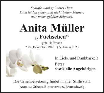 Traueranzeige von Anita Müller 