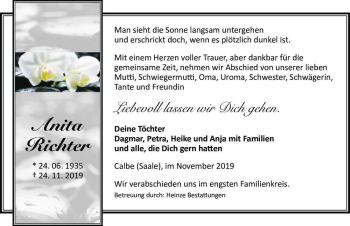 Traueranzeige von Anita Richter  von Magdeburger Volksstimme
