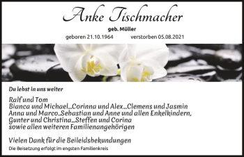 Traueranzeige von Anke Tischmacher (geb. Müller)  von Magdeburger Volksstimme