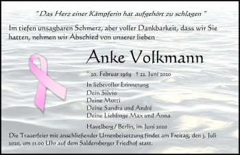 Traueranzeige von Anke Volkmann  von Magdeburger Volksstimme