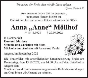 Traueranzeige von Anna 