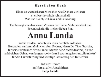 Traueranzeige von Anna Landa  von Magdeburger Volksstimme