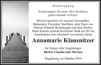Traueranzeige von Annamarie Klausnitzer  von Magdeburger Volksstimme