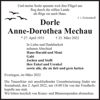 Traueranzeige von Anne-Dorothea 