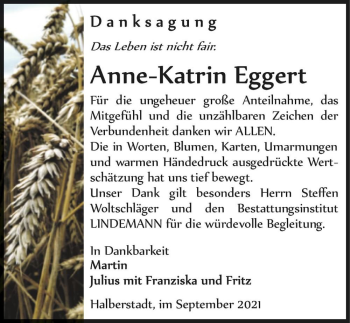 Traueranzeige von Anne-Katrin Eggert  von Magdeburger Volksstimme