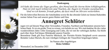 Traueranzeige von Annegret Schlüter  von Magdeburger Volksstimme