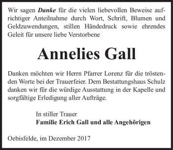 Traueranzeige von Annelies Gall  von Magdeburger Volksstimme