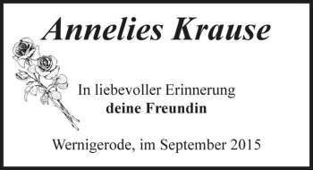 Traueranzeige von Annelies Krause  von Magdeburger Volksstimme