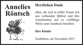 Traueranzeige von Annelies Röntsch  von Magdeburger Volksstimme