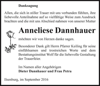 Traueranzeige von Anneliese Dannhauer  von Magdeburger Volksstimme