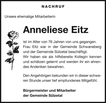 Traueranzeige von Anneliese Eitz  von Magdeburger Volksstimme