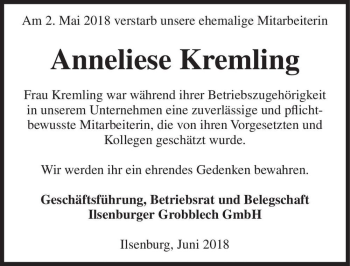 Traueranzeige von Anneliese Kremling  von Magdeburger Volksstimme