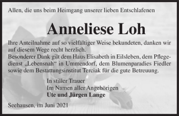Traueranzeige von Anneliese Loh  von Magdeburger Volksstimme