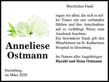 Traueranzeige von Anneliese Ostmann  von Magdeburger Volksstimme