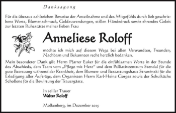 Traueranzeige von Anneliese Roloff  von Magdeburger Volksstimme