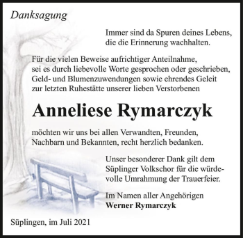 Traueranzeige von Anneliese Rymarczyk  von Magdeburger Volksstimme