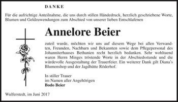 Traueranzeige von Annelore Beier  von Magdeburger Volksstimme