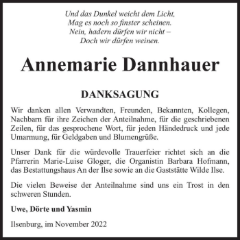 Traueranzeige von Annemarie Dannhauer  von Magdeburger Volksstimme