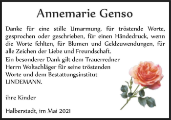 Traueranzeige von Annemarie Genso  von Magdeburger Volksstimme