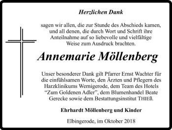 Traueranzeige von Annemarie Möllenberg  von Magdeburger Volksstimme