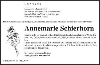 Traueranzeige von Annemarie Schierhorn  von Magdeburger Volksstimme