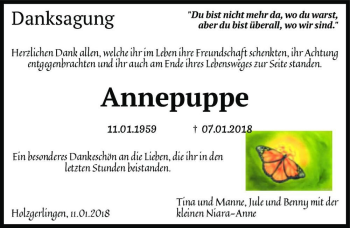 Traueranzeige von Annepuppe  von Magdeburger Volksstimme