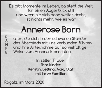 Traueranzeige von Annerose Born  von Magdeburger Volksstimme