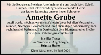 Traueranzeige von Annette Grube  von Magdeburger Volksstimme