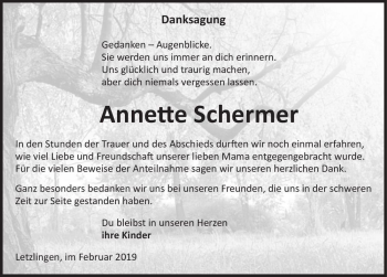 Traueranzeige von Annette Schermer  von Magdeburger Volksstimme