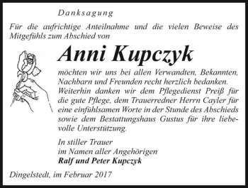 Traueranzeige von Anni Kupczyk  von Magdeburger Volksstimme