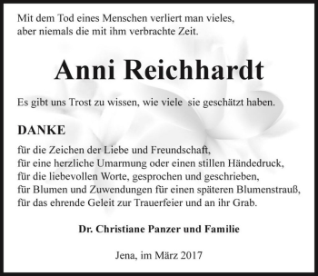 Traueranzeige von Anni Reichhardt  von Magdeburger Volksstimme